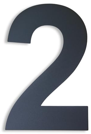 KTC-HOME - PREMIUM Hausnummer Anthrazit inkl. Montagematerial - pulverbeschichtet - Arial - Höhe 20 cm - RAL 7016 - rostfrei & wetterfestes Hausnummernschild - Hausnummer 2 -