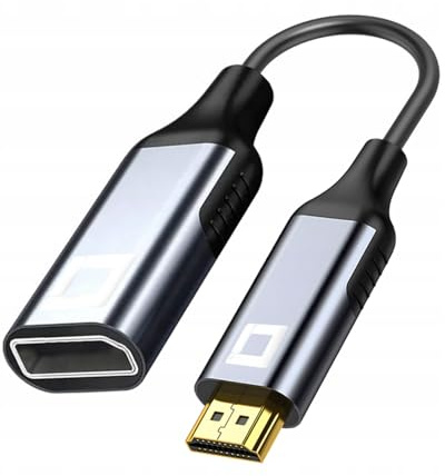Co2 Adapter HDMI auf DisplayPort DP 8K/60Hz, 4K/120Hz, 2K/240Hz, Full HD, Dynamic HDR DSC 3D HDCP 2.2 FEC, Plug & Play, 32,4 Gb/s, bi-direktionales Kabel, Aluminium Space Gray (8K)