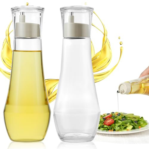 FRIBERG Oil Saving Jar,2 X 260ml Vinegar oil Bottle,Easy to Clean Glass Olive Oil Bottles,Suitable for Indoor/Outdoor,Kitchen,Barbecue,Parties