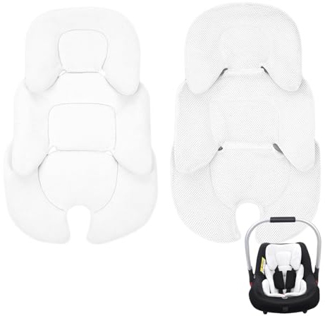 Liemuao Sitzkissen, wendbar, für Kinderwagen, bequem, sicher, für Kopf und Körper, Stützkissen für Kinderwagen, Babyschalen und Autositze (weiß)