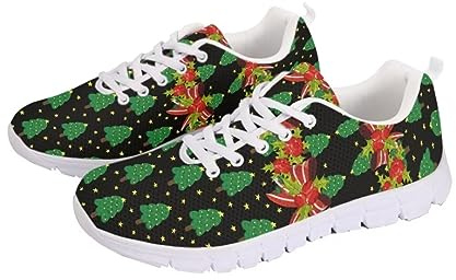 Zapatos deportivos de Navidad para correr para mujeres y hombres, de malla, informales, transpirables, antideslizantes, cómodos, tenis, Árbol de Navidad, 45 EU