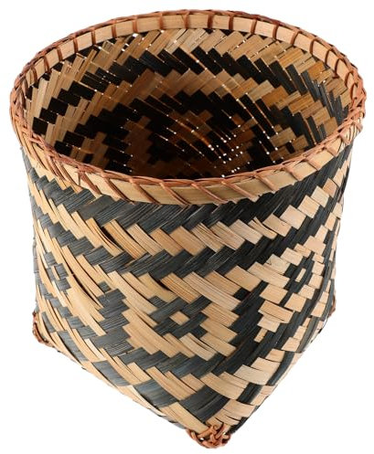 MAGICLULU 1 Pc Poubelle En Bambou Poubelle Tissée Poubelles Corbeille à Papier Pour Salle De Bain Poubelle Corbeille à Tressée Panier Tressé Grand Panier Tissage De Bambou