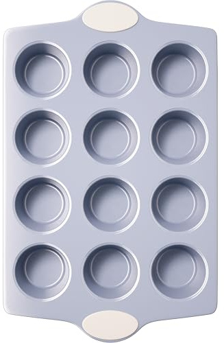 BRONYPRO 12-Cup Non Toxic Nonstick Ceramic Muffin Pan & Cupcake Tin, PFOA & PFOA Free, Heavy Duty Rust-Resistant Aluminized Steel, Oven Safe, Cream White