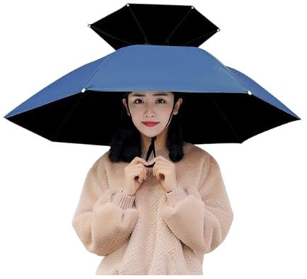 Vllentin Chapeau Parapluie,Chapeau Parapluie Double Couche,Chapeau de Parapluie de Pêche,Parapluie Parasols Chapeau,Jardinage Parapluies Chapeau,Portable,pour Pêche,Jardinage,Photographie,Camping