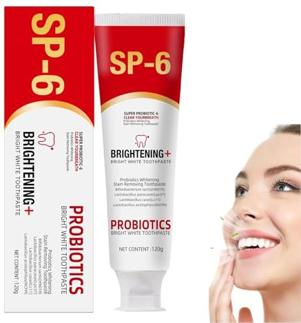 Super Probiotische-6 Zahnpasta,SP-6 Probiotika-Zahnpasta, Entfernung von Mundgeruchsflecken, Tiefenreinigungs-Zahnpasta, zur Entfernung von Zahnaufhellungsflecken (120 g, A)
