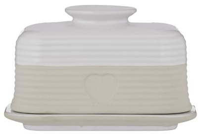 Mason Cash Burriera rustica in gres porcellanato con motivo a cuore inciso, elegante finitura opaca e lucida, adatta fino a 500 g di burro, durevole e lavabile in lavastoviglie