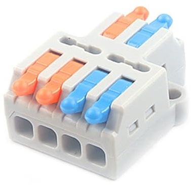 JOYELEC 12 Pezzi Compact Connettore,D2-4 Morsettiere Connettori Elettrici con Polo,Pezzi Terminali a Collegamento Rapido 2 entrate/4 uscite,cavi 0.08-2.5(4.0) mm²,250V,32A,allungare cavi e fai da te