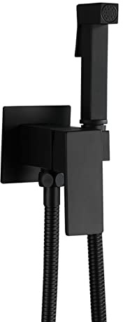 UQACHG Pulvérisateur de bidet noir mat pour toilettes, pulvérisateur portatif de couches en tissu, robinet de douche de bidet en laiton massif avec eau chaude et froide, ensemble de bidet mural de