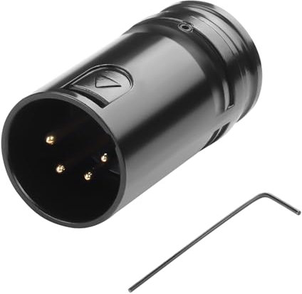 QIANRENON Adattatore per saldatura XLR compatto a 4 pin, regolabile ad angolo 90°, 4 pin, connettore xlR, cavo sottile, connettore per microfono placcato oro, Xlr4, per riparazione fai da te a 4 poli