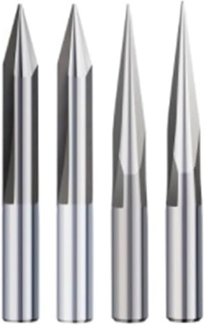 QIAOG Jeu de Fraises CNC à Tige 1/4, Fraises à Graver et à sculpter Le Bois 6 mm et 4 mm, rainure en V, Fraises profilées, Acier tungstène - 4 pièces