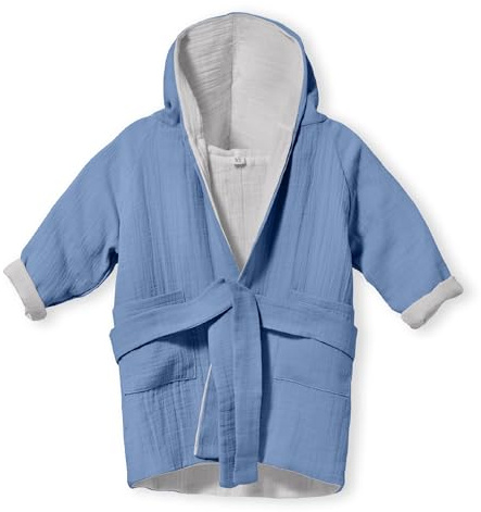 Mababu Bademantel Kinder mit Kapuze | 100% Bio-Baumwolle GOTS Zertifiziert | Premium Musselin Kinderbademantel für Mädchen & Jungen | Maschinenwaschbar & Trocknergeeignet | 4-lagig | 1-6 Jahre