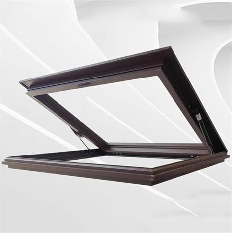 Dachausstiegsfenster Dachfenster, Aluminiumlegierungsrahmen + Doppelglas-Lichtschachtfenster, 80°-Öffnung, Geneigtes Flachdach, Dachfensterabdeckung For Dachboden/Sonnenraum, 72 Größen(50X50cm)