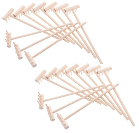 TOYANDONA 24pcs Mini Garden Tool Rake Wooden Sand Table Rake for Zen Garden Bonsai Sandbox Small Digging Tabletop Art Meditation Accessories