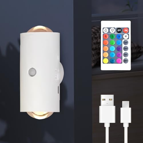 Hojalis Lampara De Pared Sin Cable, Aplique Pared Interior con Sensor de Movimiento, Aplique LED Pared Interior con Luces de Colores, Luz Pared INterior para Salones, Pasillos, Escaleras, GaleríAs