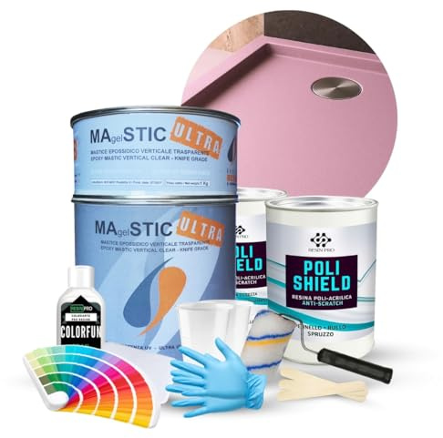Resin Pro® ShowerFix Kit - Riparazione Piatto Doccia/Vasca con Mastice Epossidico Rapido, Vernice Protettiva, Made in Italy - Opaca Lilla