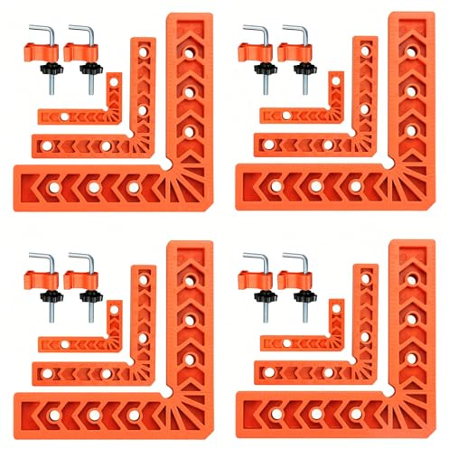 12 PCS Corner Clamps for Woodwork, Right Angle Clamp 90 Degree Positioning Squares with 8 Wood Clamps for Cabinets Picture Frames Drawers (3 4 6)