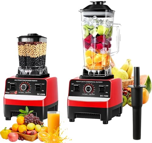 900W 2-En-1 Blender Mixeur Multifonctions, 2L Blender Smoothie Professionnel avec 2 Bol, Mise à Niveau Moteur,6 Lames en Inox,15 Réglages Vitesse,pour Smoothies, Shakes, Aliments (2-En-1 Blender)