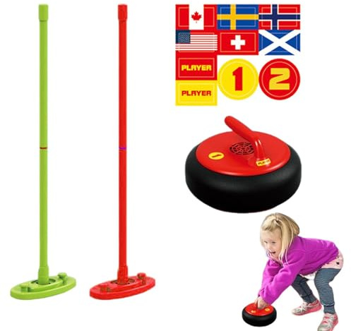Juego De Curling Para Niños - Juguete De Curling Con Luz Eléctrica De 14x53 Cm, Pista De Expansión Competitiva Para Exteriores | Juego De Entrenamiento De Flexibilidad Y Coordinación Mano- Para Niñ