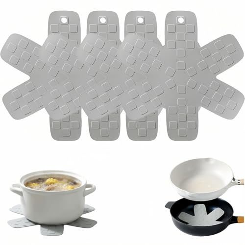 Silicone Pot Pan Protector Pads Set of 4 – Reusable Heat-Resistant Mats for Stacking Cookware, Dishware & Hot Plates, Non-Slip Cabinet and Countertop Savers