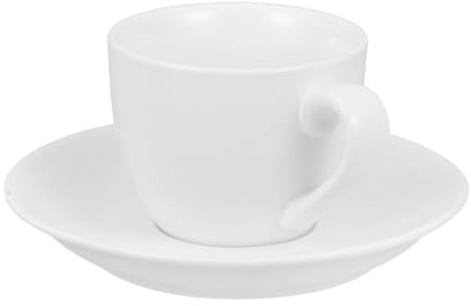 ULTECHNOVO Set Tazze da Caffè e Tè in Ceramica Bianca 90 Ml Piattini, Tazze Multiuso per Latte e Acqua, per Casa e Ufficio