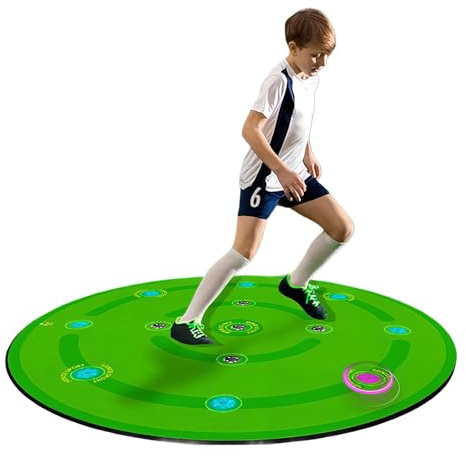 Tappetino per allenamento calcio con luci di reazione, tappeto per allenamento agilità, 7 modalità di allenamento per lo sviluppo delle abilità