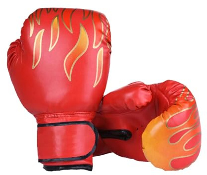 Yunmeryker Guanti da per Bambini, Guanti da Allenamento, Guanti da Sparring, Guanti Imbottiti Resistenti in PU per La Pratica di MMA, Sportive, Rosso