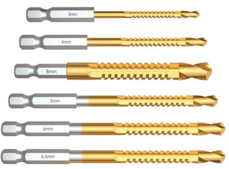 Punte Elicoidali Con Rivestimento In Titanio 6 pezzi 3-8 mm utensile