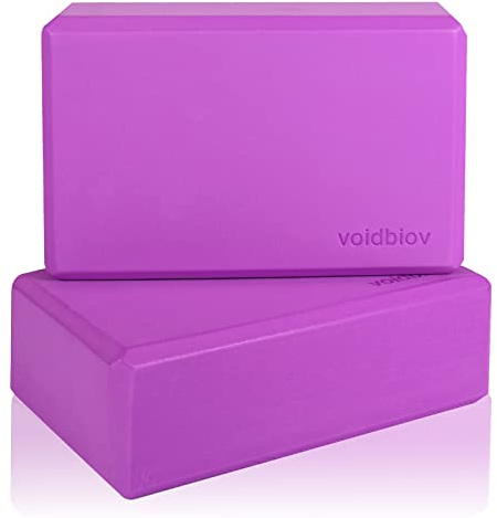 voidbiov High Density Eva Foam Yoga Blocks set, Eco- Friendly Yoga Bricks 9x 6x 3 x 2 Pack,Ideal for Yoga Pilates Provides Stability Balance And support, Great for Workout, fitness& Gym (Purple)