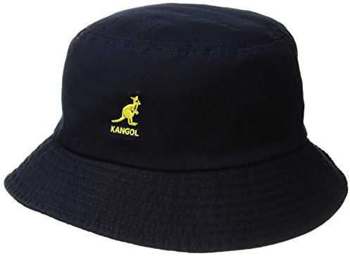 Kangol Washed Cotton Bucket Hat Cappello a Falda Larga, Blu (Navy), M Unisex-Adulto