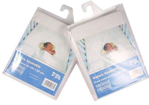Ti TIN | Lot de 2 Draps Housses pour Lit Enfant/Bébé, 80x130 cm | Drap housse Doux, Respirant, Confortable et Réglable - 100% Coton - Sans Motif - Couleur Unie Blanc