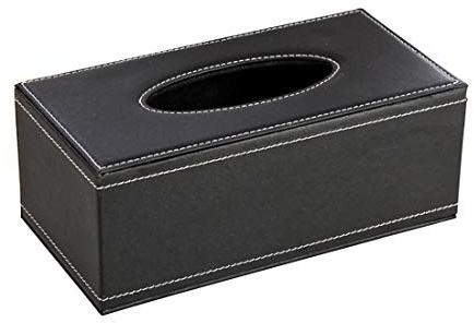 LIRENSHIGE Taschentuchspender, Kosmetiktücher Box, PU Leder Schwarz, Rechteckig, Kunstleder, 20x12x9.5cm