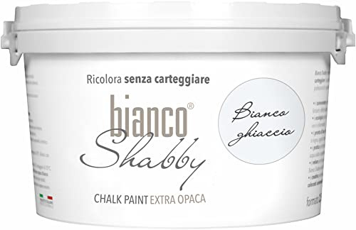 bianco Shabby® Chalk Paint Bianco Ghiaccio Peinture à la craie pour meubles et murs, effet vintage, shabby chic, extra mat (2,5 Litres)