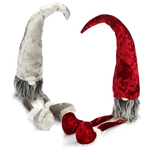 com-four® Sgabello con bordo premium - grandi gnomi in XXL per decorazioni natalizie, figura invernale fatta a mano come oggetto decorativo per davanzali e caminetti - figure da collezione