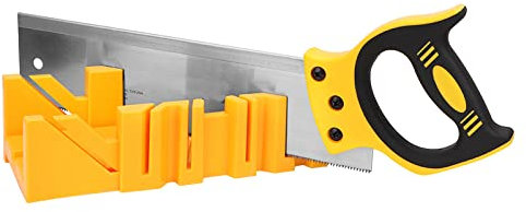 Gehrungslade Schneidlade Mit Säge, Gehrungskasten mit Rückensäge Gehrungslehre Schneidwerkzeug Aus Kunststoff Mit Sägefach Gehrungssägenkasten für Holzarbeiten, 22.5° 45° 90° Winkel Einstellbar