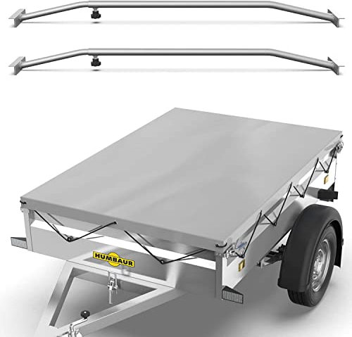 Tarpofix® Anhänger Plane 211x116 cm + 2X Planenbügel | Anhängerplane Flachplane aus PVC PLANENMATERIAL | Verstärkte Humbaur Anhänger Plane für 750kg PKW Hänger | Abdeckplane + Flachplanenbügel | Grau