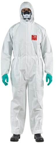 DSTOCK60- Lot de 35 Combinaisons AlphaTec 2500 STANDARD Taille XL - Blanc – Combinaison de protection jetable à capuche – Protection chimique de Catégorie III - Robuste et Légère