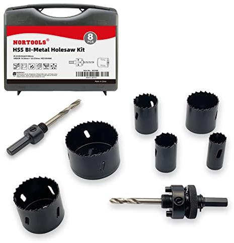 NORTOOLS 13 Stücke HSS (M3) Bimetall-Lochsägen-Kit mit Strong Box 22-68 mm