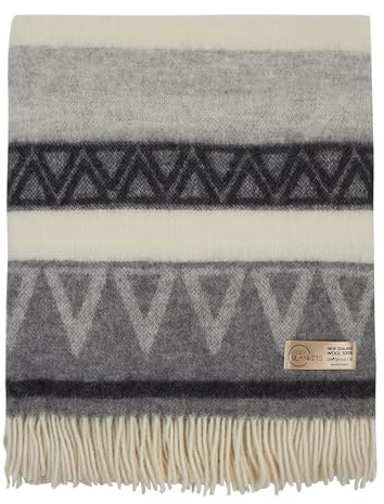 Cozy Blankets Wool Blanket | 100% Wool from New Zealand | Perfect as a Throw Blanket / Sofa Blanket | Virgin Wool Blanket with Fringes in Stripes Designs (140 x 200 cm)