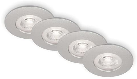 BRILONER - Jeu de 4 lampes encastrées plafond LED, lampes encastrées ultraplates, spots encastrés salle de bain, spots encastrés salle de bain IP44, chrome mat, 90x25 mm (DxH)