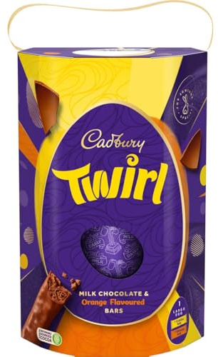 Cadbury Dairy Milk Twirl Chocolate Easter Egg, Smooth Milk Chocolate Egg With Orange Flavoured Twirl Bars, 241 g (Pack of 1)