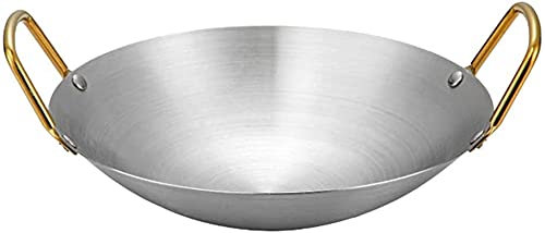 YZJSSL Padella per Paella Padella in Acciaio Inossidabile a Forma Rotonda Padella in Stile Cinese Wok per la casa, all'aperto, ristorante-27.8 * 7.2cm
