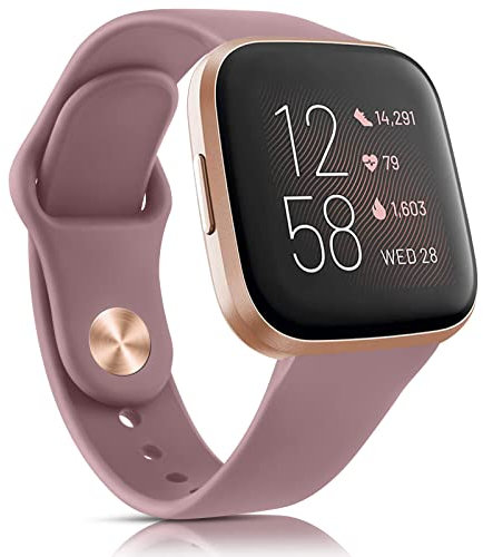 Oumida Kompatibel für Fitbit Versa 2 Armband/Fitbit Versa Armband für Damen Herren, Silikon Armbänder Classic Sport Ersatz Uhrenarmband für Fitbit Versa 2/Fitbit Versa/Versa Lite, Rauch Violett