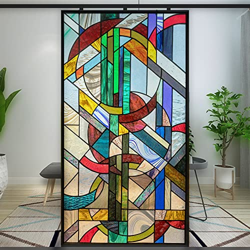 Film statique décoratif sans colle pour fenêtre Motif arbre de vie style église 60 x 140 cm
