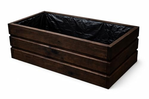 Großer Pflanzkasten Holz 80 cm – Blumenkasten Balkon & Terrasse, Pflanzkübel Wetterfest, Hochbeet Kräuterbeet Garten (D28 Palisander)
