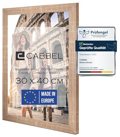 CABBEL Bilderrahmen 30x40 cm, Mokka, stabiles MDF-Holz Rahmen, bruchsicherem Plexi-Glas, zum Aufhängen, ideal für Fotos/Bilder/Collage