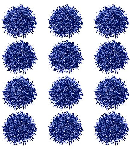 PATIKIL Cheerleader Pompons mit Finger Löcher 12 Pack Metallisch Folie Jubelnde Hand Blume für Sport Teamgeist Blau