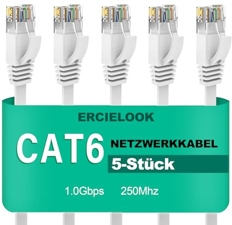 Ercielook Lan Kabel 0,5 meter 5-Stück CAT6 High Speed Netzwerkkabel mit Kabelclips - lankabelverlaengerung für PS5/4 Router Modem TV Switch Laptop