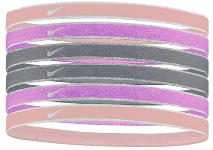 Nike Swoosh Sport Headband 6PK Metallic 6er Pack in der Farbe red Stardust/Rush Fuchsia/metallic Silver, Maße: ONE Size, N.100.2008.646.OS