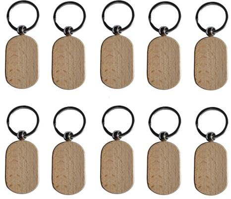 10 pezzi portachiavi in legno grezzo per incisione, portachiavi in legno non verniciato per fai da te, regalo, materiali per bricolage (stadio)