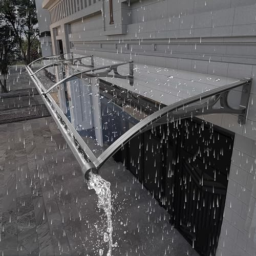 UV-Schutz Vordach Haustür Überdachung,Türdach Pultbogenvordach aus Aluminium und Polycarbonat,Türvordach,Türdach Überdachung,Vordach Haustürvordach Wetterschutz,mit Zubehör (80x260cm/32x102)
